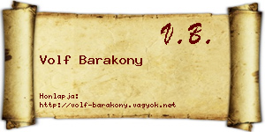 Volf Barakony névjegykártya